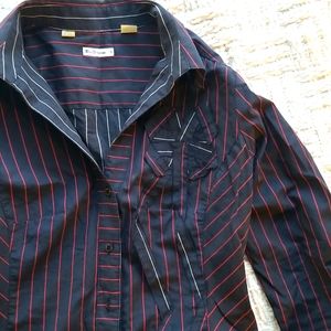 Ben Sherman button up blouse RED/WHITE/Navy BLUE SIZE SMALL